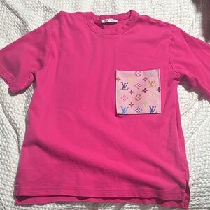 Zara Pink Short Sleeve Tee with Patterned Pocket
